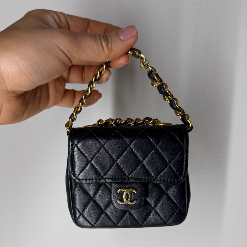 Price is firm- Vintage Chanel Black Quilted Leather nano bag